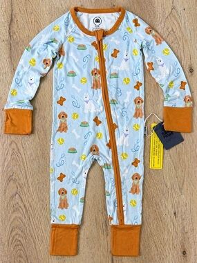 Remi & Friends Bamboo Puppy Dreams Zip Romper 18-24M NWT